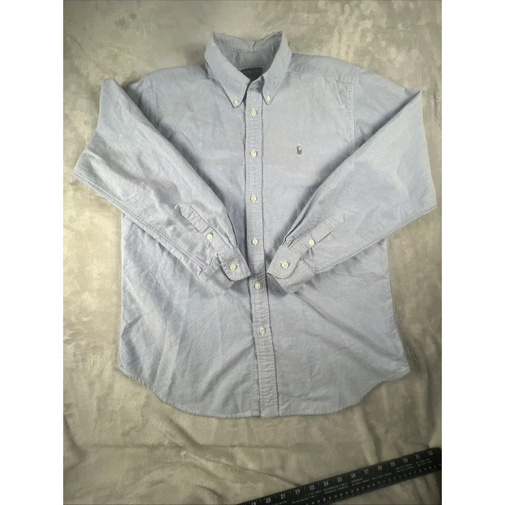 Ralph‎ Lauren Shirt Men 20 Blue Long Sleeve Flesh Pony Weddings Funerals Events